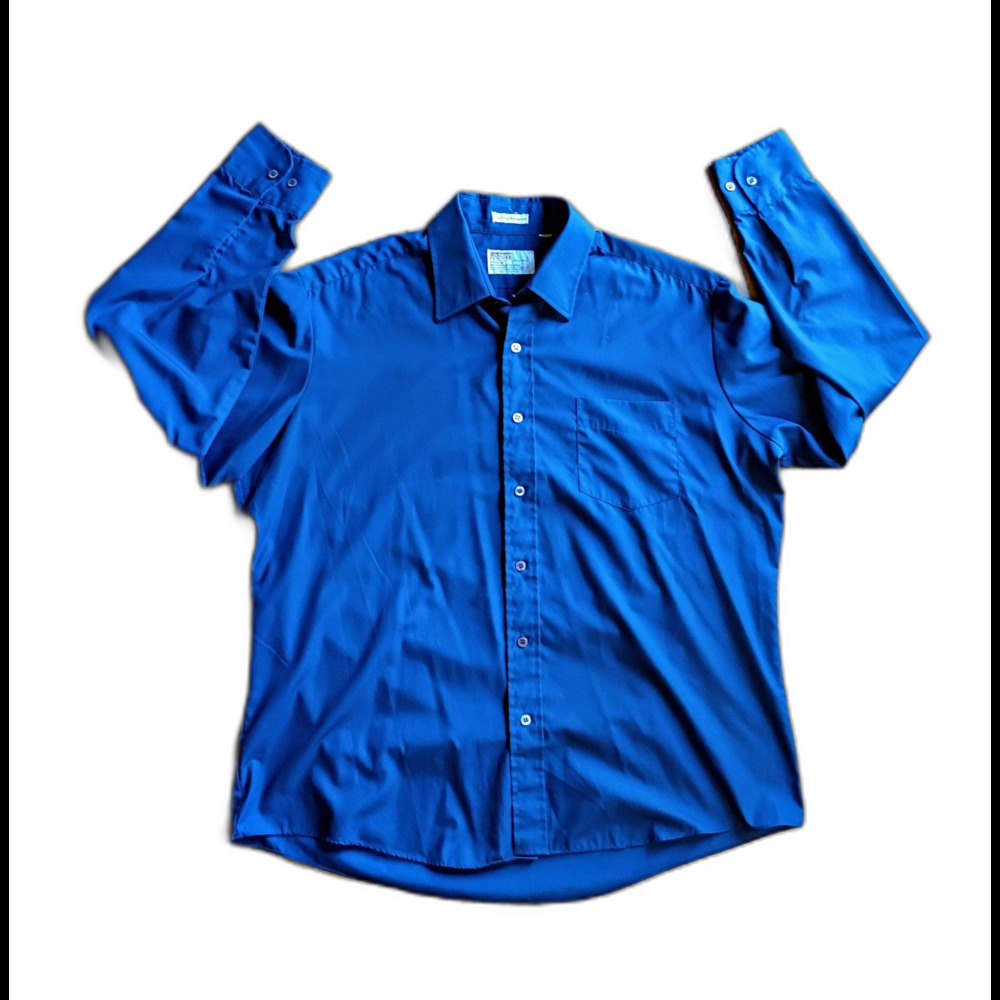 Vintage Montgomery Ward Blue Button Down Shirt 17 34-35